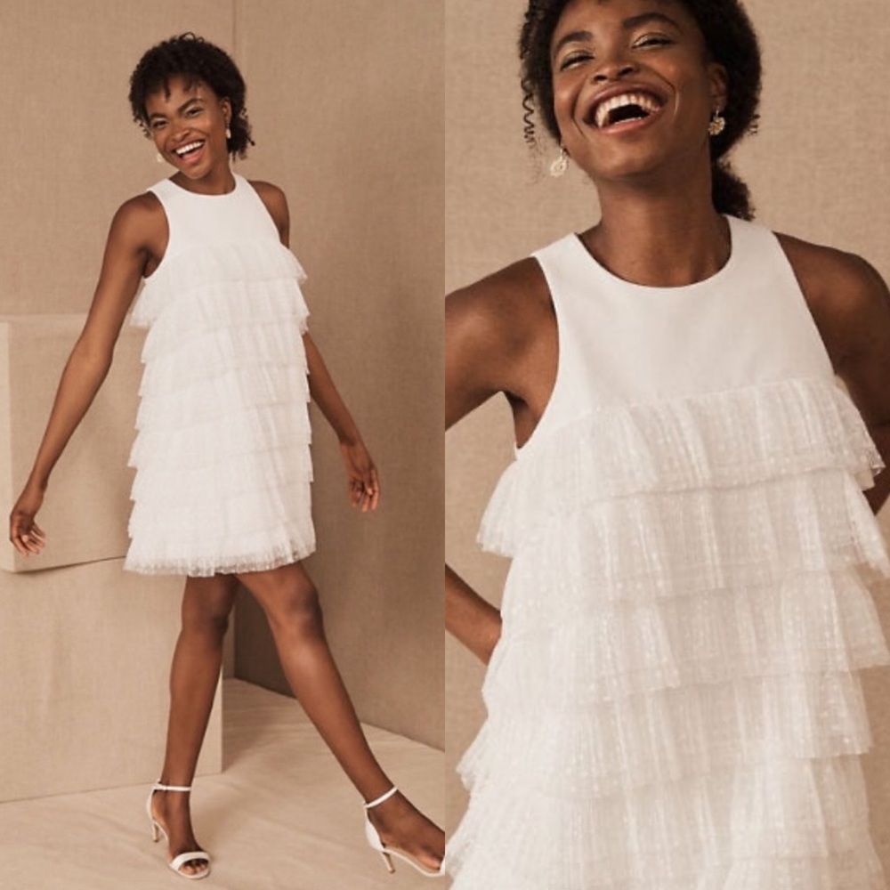Sachin + Babi Zenith Tulle Bridal Tiered Dress / White / Wedding / Size 6